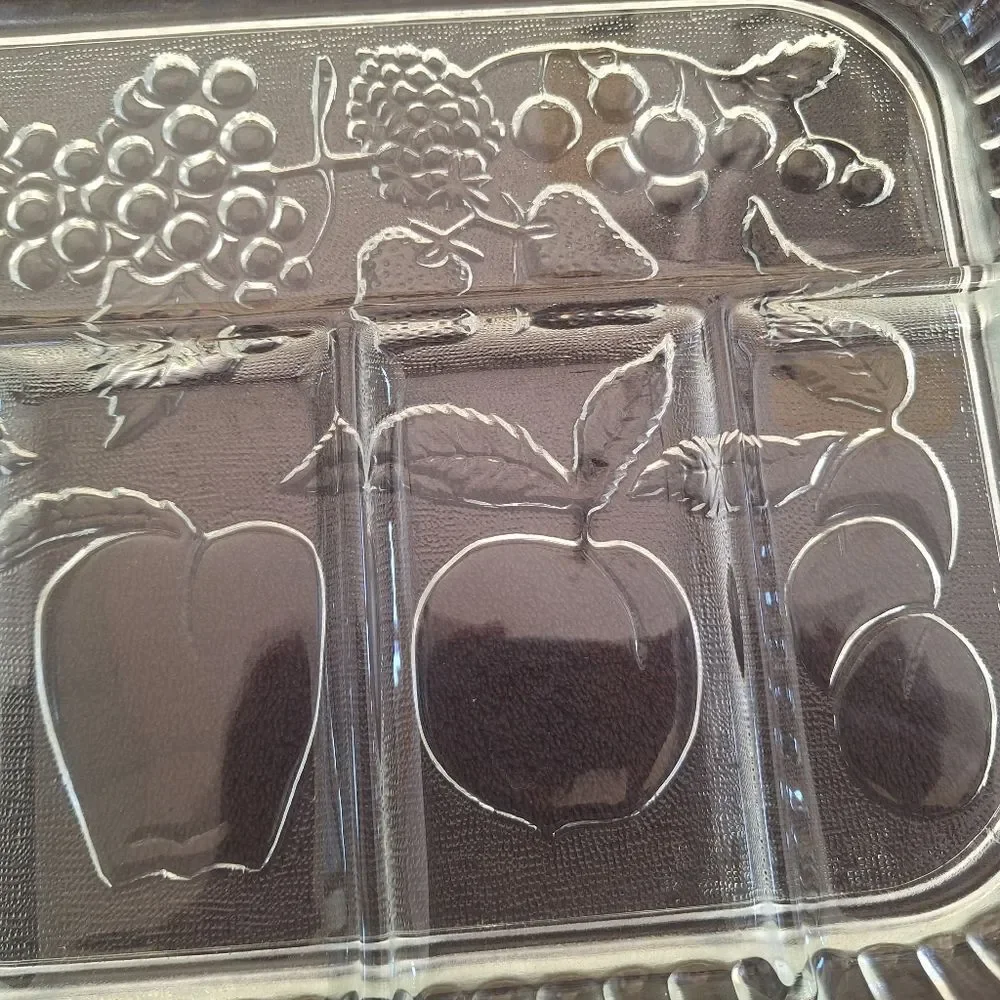 Vintage Indiana Glass Vintage Crystal Happenings 5-Part Relish Tray 60s No. 3678